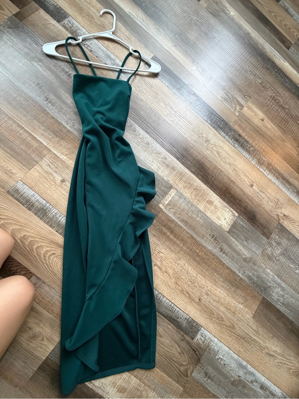Windsor Emerald Green Ruffle Midi Slip Dress